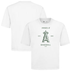 Los Angeles Angels Levelwear Crossway Oversized Luxe Signature Knit T-Shirt - White - MLB Discount