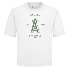 Los Angeles Angels Levelwear Crossway Oversized Luxe Signature Knit T-Shirt - White - MLB Discount