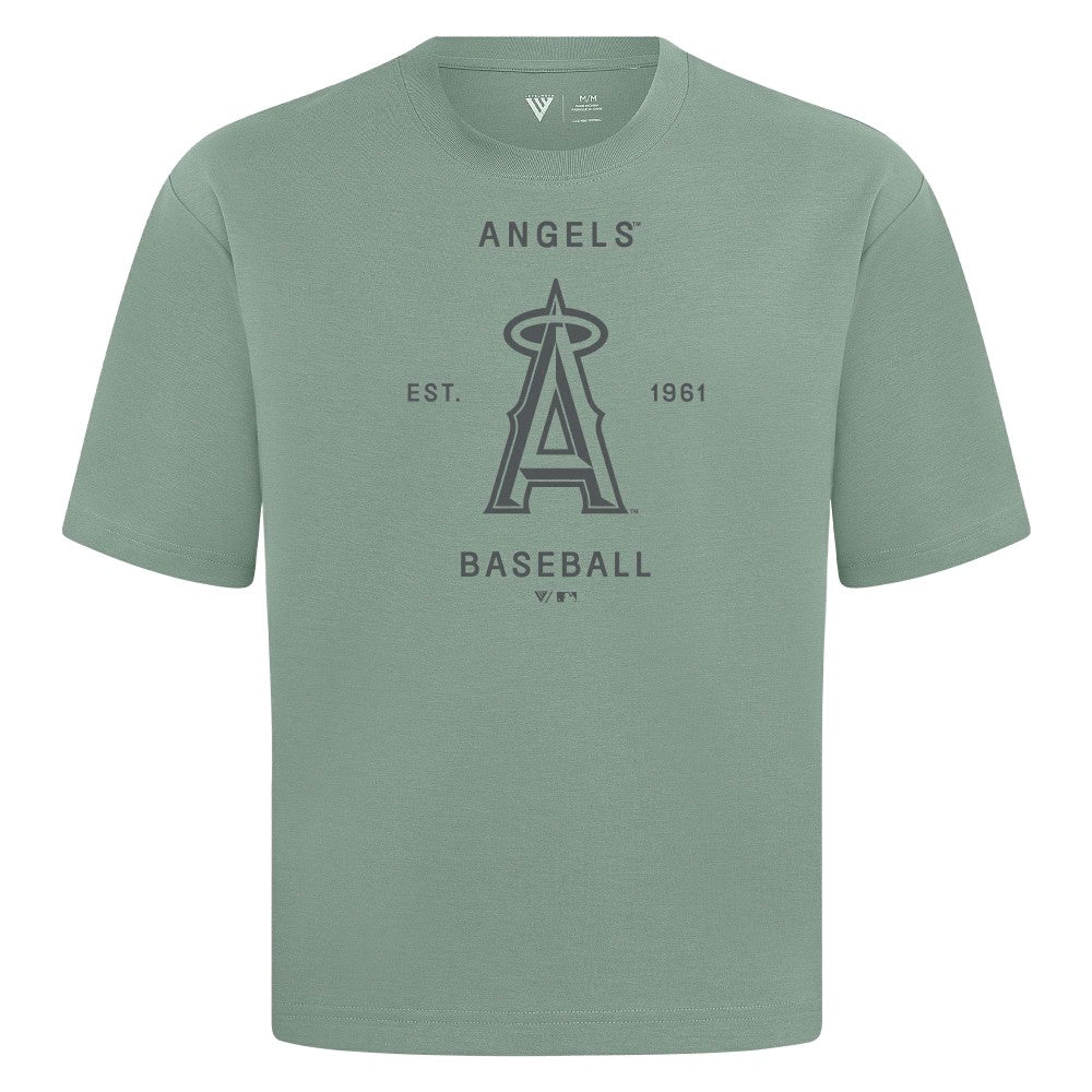 Los Angeles Angels Levelwear Crossway Oversized Luxe Signature Knit T-Shirt - Green - MLB Sale