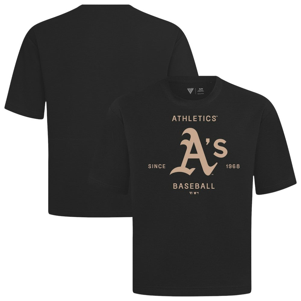 Athletics Levelwear Crossway Oversized Luxe Signature Knit T-Shirt - Black - MLB on Sale