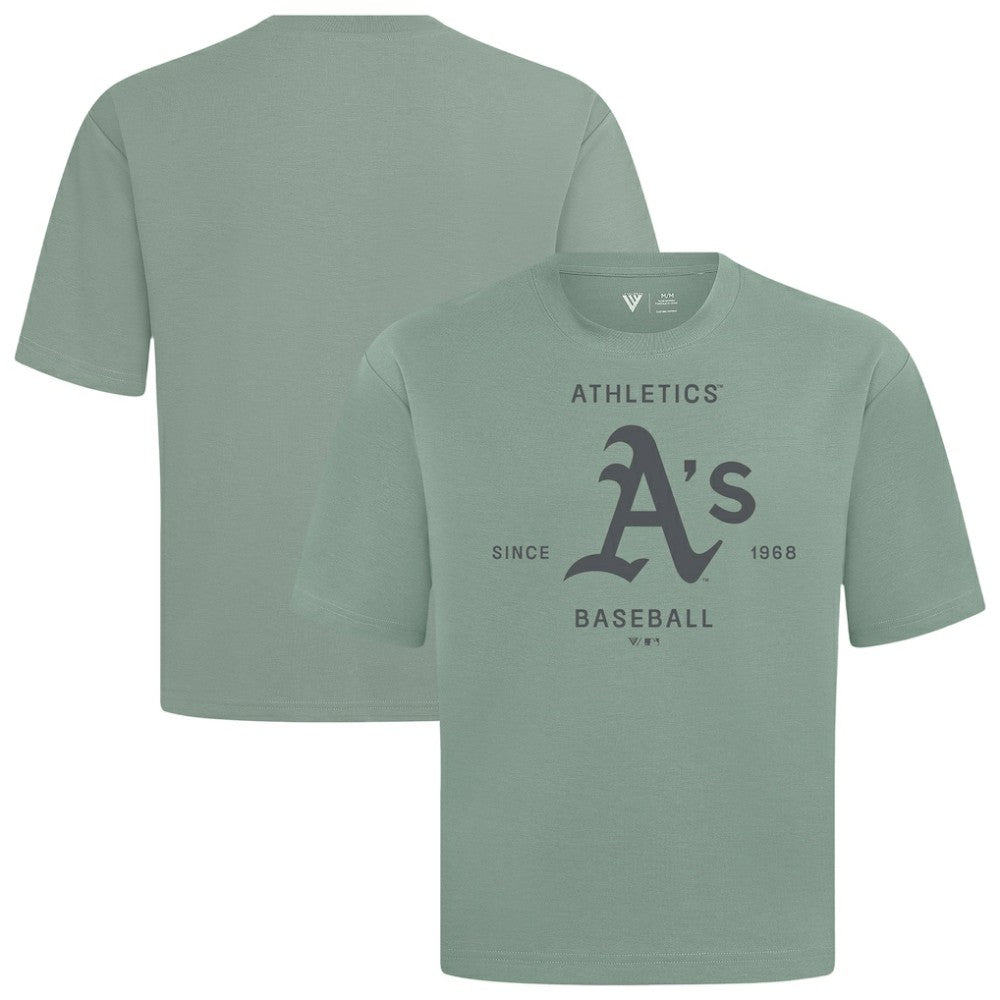 Athletics Levelwear Crossway Oversized Luxe Signature Knit T-Shirt - Green - MLB Discount