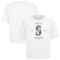 Seattle Mariners Levelwear Crossway Oversized Luxe Signature Knit T-Shirt - White - MLB Sale