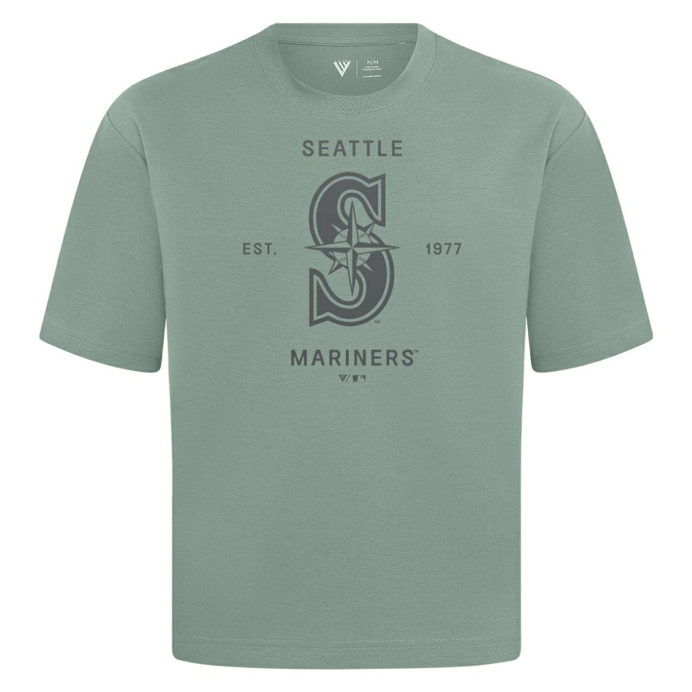 Seattle Mariners Levelwear Crossway Oversized Luxe Signature Knit T-Shirt - Green - MLB Discount