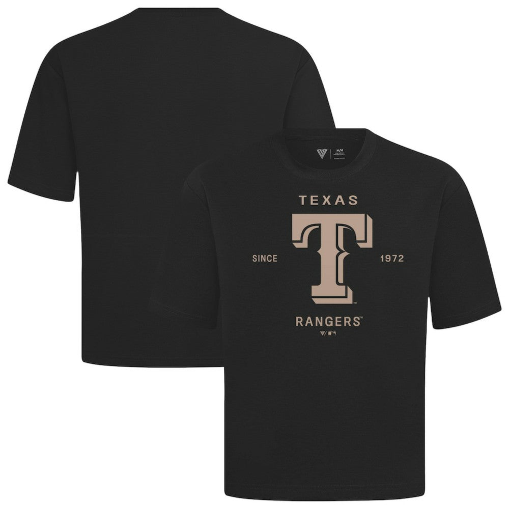 Texas Rangers Levelwear Crossway Oversized Luxe Signature Knit T-Shirt - Black - MLB Sale