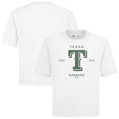 Texas Rangers Levelwear Crossway Oversized Luxe Signature Knit T-Shirt - White - MLB Lifestyle