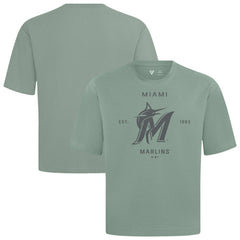 Miami Marlins Levelwear Crossway Oversized Luxe Signature Knit T-Shirt - Green - MLB Lifestyle