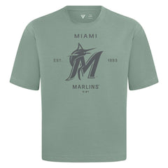 Miami Marlins Levelwear Crossway Oversized Luxe Signature Knit T-Shirt - Green - MLB Lifestyle