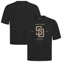San Diego Padres Levelwear Crossway Oversized Luxe Signature Knit T-Shirt - Black - MLB Sale