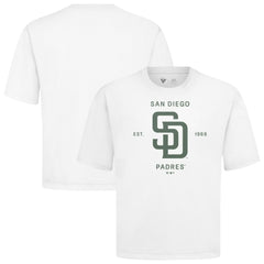 San Diego Padres Levelwear Crossway Oversized Luxe Signature Knit T-Shirt - White - MLB Sale
