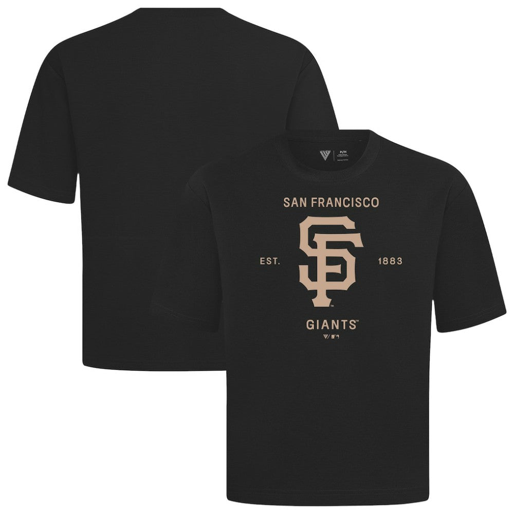 San Francisco Giants Levelwear Crossway Oversized Luxe Signature Knit T-Shirt - Black - MLB Sale