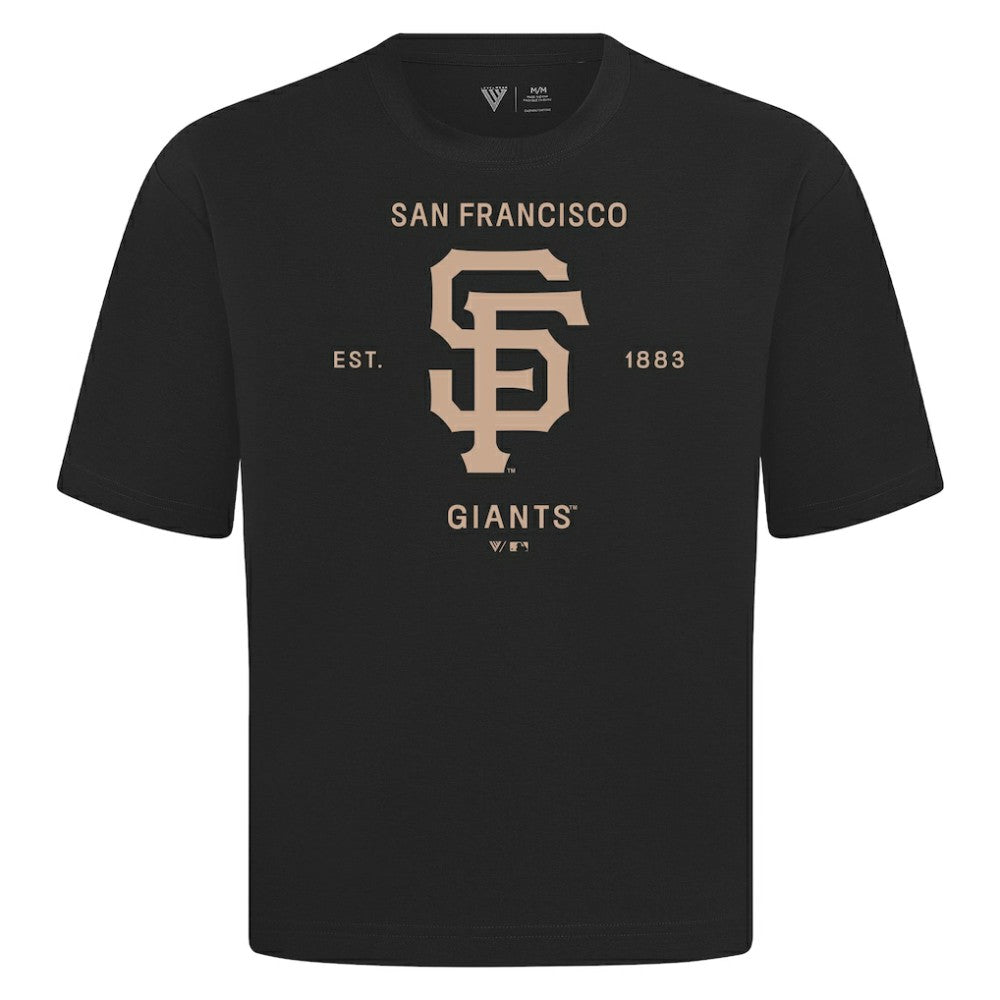 San Francisco Giants Levelwear Crossway Oversized Luxe Signature Knit T-Shirt - Black - MLB Sale