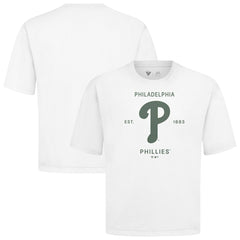 Philadelphia Phillies Levelwear Crossway Oversized Luxe Signature Knit T-Shirt - White - MLB Sale