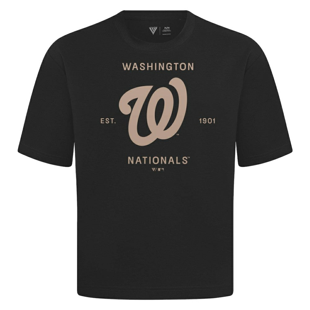 Washington Nationals Levelwear Crossway Oversized Luxe Signature Knit T-Shirt - Black - MLB Discount