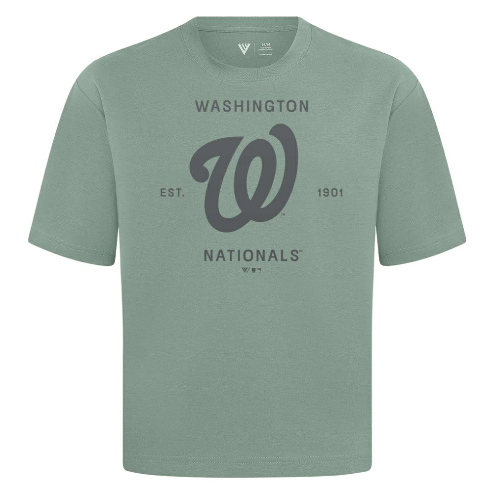 Washington Nationals Levelwear Crossway Oversized Luxe Signature Knit T-Shirt - Green - MLB Online