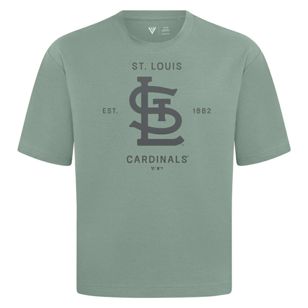 St. Louis Cardinals Levelwear Crossway Oversized Luxe Signature Knit T-Shirt - Green - MLB Lifestyle