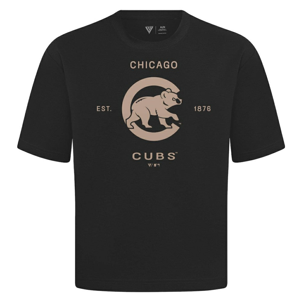 Chicago Cubs Levelwear Crossway Oversized Luxe Signature Knit T-Shirt - Black - MLB Online