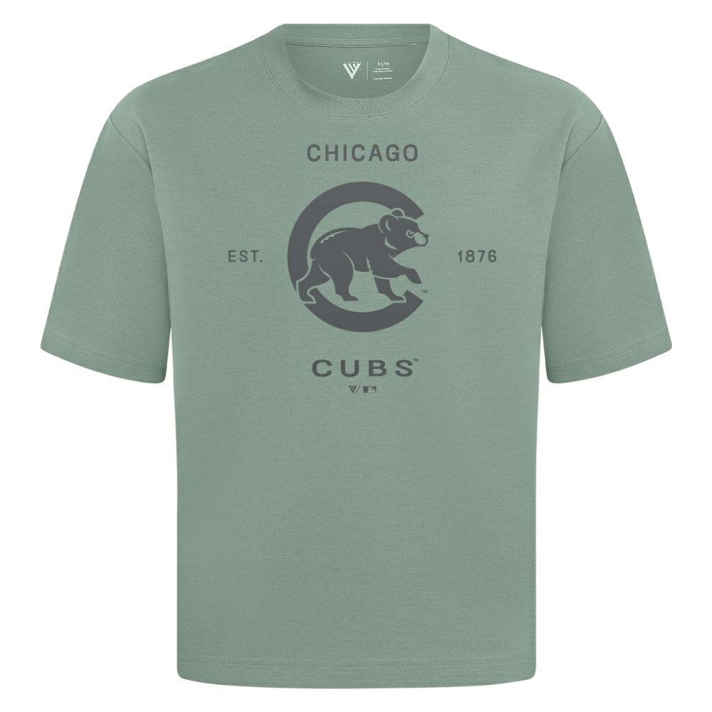 Chicago Cubs Levelwear Crossway Oversized Luxe Signature Knit T-Shirt - Green - MLB Online