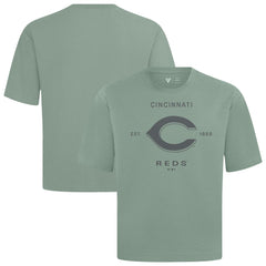 Cincinnati Reds Levelwear Crossway Oversized Luxe Signature Knit T-Shirt - Green - MLB Lifestyle
