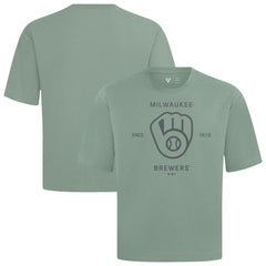 Milwaukee Brewers Levelwear Crossway Oversized Luxe Signature Knit T-Shirt - Green - MLB on Sale