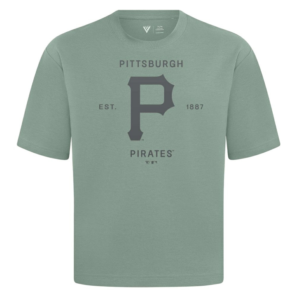 Pittsburgh Pirates Levelwear Crossway Oversized Luxe Signature Knit T-Shirt - Green - MLB Lifestyle