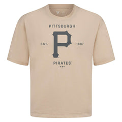 Pittsburgh Pirates Levelwear Crossway Oversized Luxe Signature Knit T-Shirt - Khaki - MLB Discount