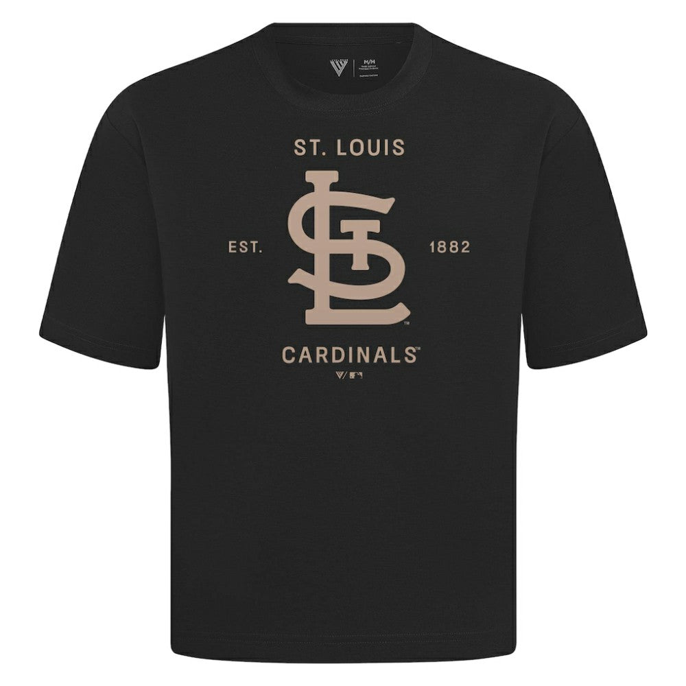 St. Louis Cardinals Levelwear Crossway Oversized Luxe Signature Knit T-Shirt - Black - MLB on Sale