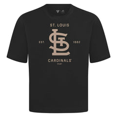 St. Louis Cardinals Levelwear Crossway Oversized Luxe Signature Knit T-Shirt - Black - MLB on Sale