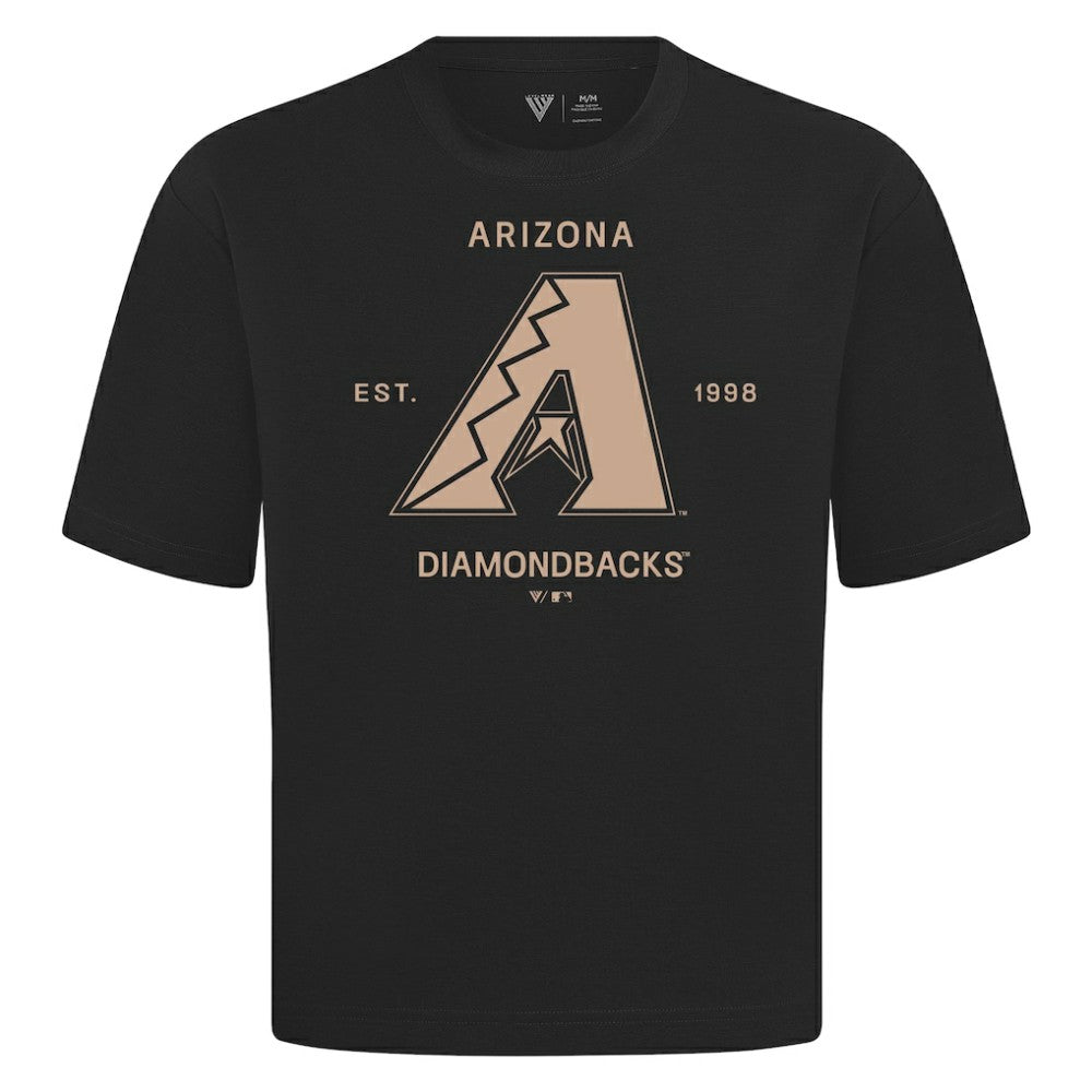 Arizona Diamondbacks Levelwear Crossway Oversized Luxe Signature Knit T-Shirt - Black - MLB Sale
