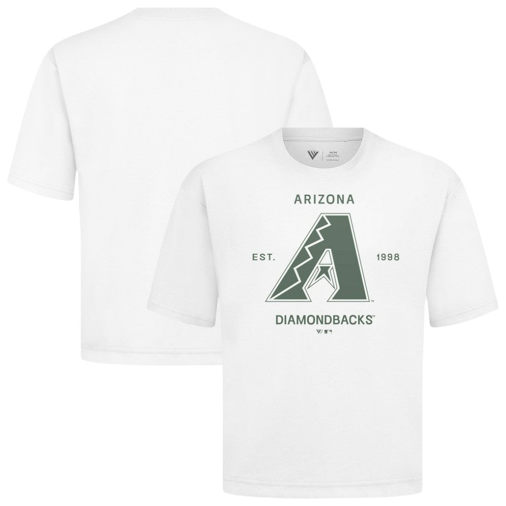 Arizona Diamondbacks Levelwear Crossway Oversized Luxe Signature Knit T-Shirt - White - MLB Sale