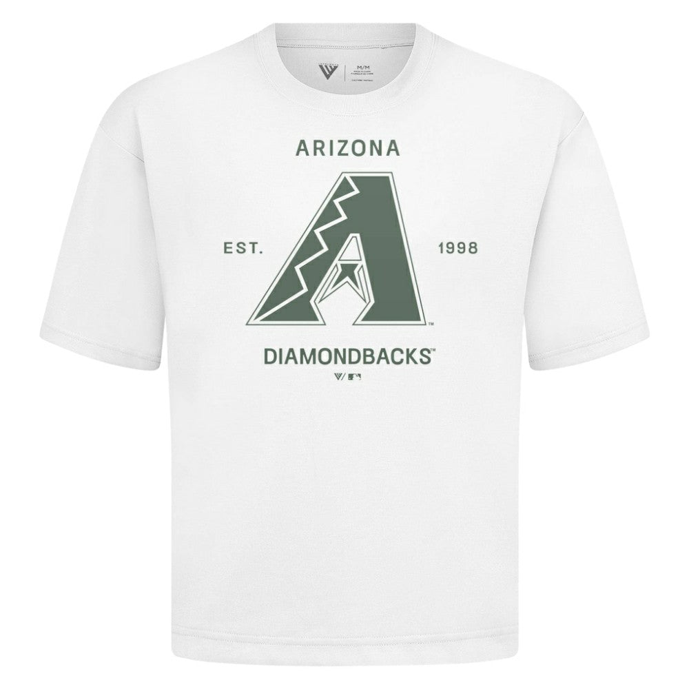 Arizona Diamondbacks Levelwear Crossway Oversized Luxe Signature Knit T-Shirt - White - MLB Sale