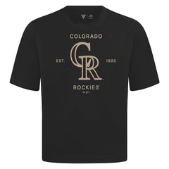 Colorado Rockies Levelwear Crossway Oversized Luxe Signature Knit T-Shirt - Black - MLB on Sale