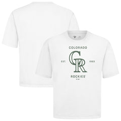 Colorado Rockies Levelwear Crossway Oversized Luxe Signature Knit T-Shirt - White - MLB Sale