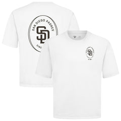 San Diego Padres Levelwear Signet Oversized Luxe Signature Knit T-Shirt - White - MLB Sale
