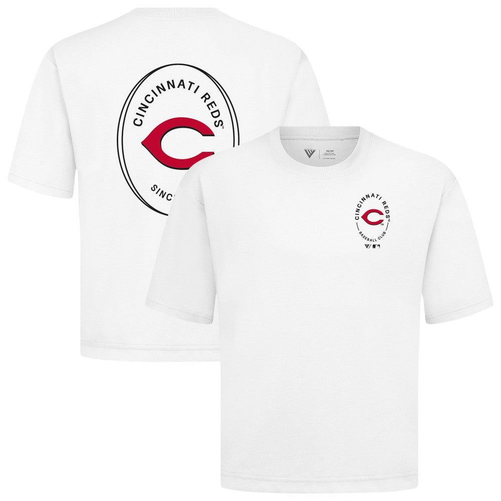 Cincinnati Reds Levelwear Signet Oversized Luxe Signature Knit T-Shirt - White - MLB on Sale
