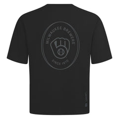 Milwaukee Brewers Levelwear Signet Oversized Luxe Signature Knit T-Shirt - Black - MLB Online