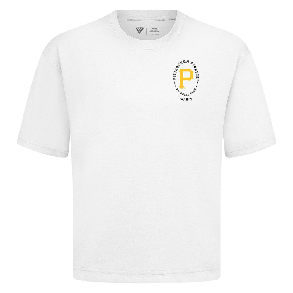 Pittsburgh Pirates Levelwear Signet Oversized Luxe Signature Knit T-Shirt - White - MLB on Sale