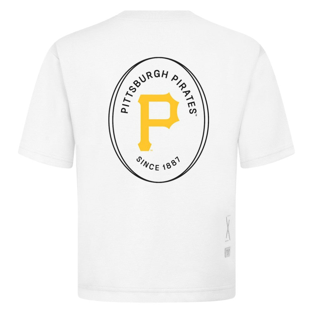 Pittsburgh Pirates Levelwear Signet Oversized Luxe Signature Knit T-Shirt - White - MLB on Sale