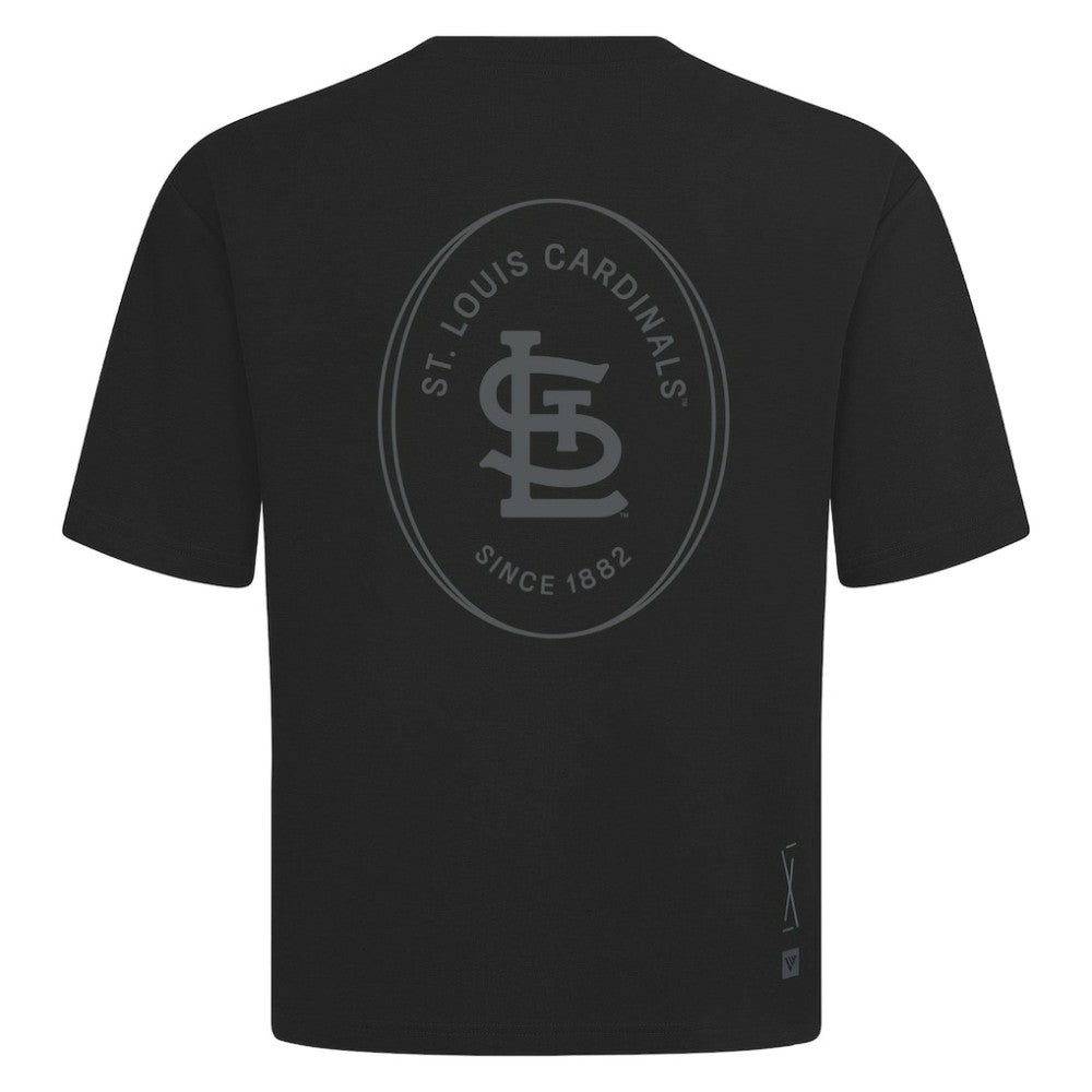 St. Louis Cardinals Levelwear Signet Oversized Luxe Signature Knit T-Shirt - Black - MLB Sale