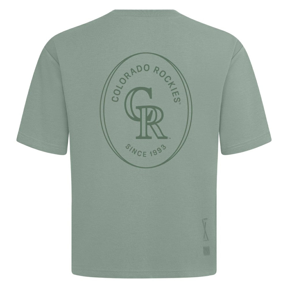 Colorado Rockies Levelwear Signet Oversized Luxe Signature Knit T-Shirt - Green - MLB Online