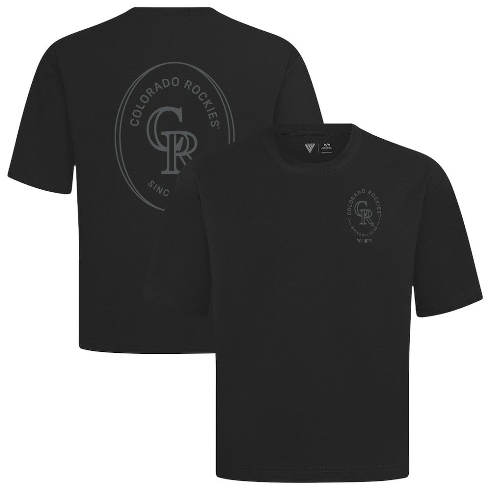 Colorado Rockies Levelwear Signet Oversized Luxe Signature Knit T-Shirt - Black - MLB Discount