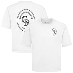 Colorado Rockies Levelwear Signet Oversized Luxe Signature Knit T-Shirt - White - MLB on Sale