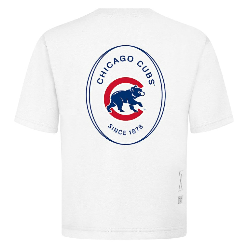 Chicago Cubs Levelwear Signet Oversized Luxe Signature Knit T-Shirt - White - MLB Sale