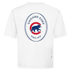 Chicago Cubs Levelwear Signet Oversized Luxe Signature Knit T-Shirt - White - MLB Sale