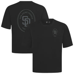 San Diego Padres Levelwear Signet Oversized Luxe Signature Knit T-Shirt - Black - MLB on Sale