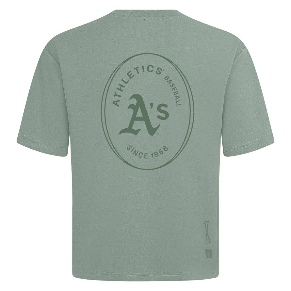 Athletics Levelwear Signet Oversized Luxe Signature Knit T-Shirt - Green - MLB Discount