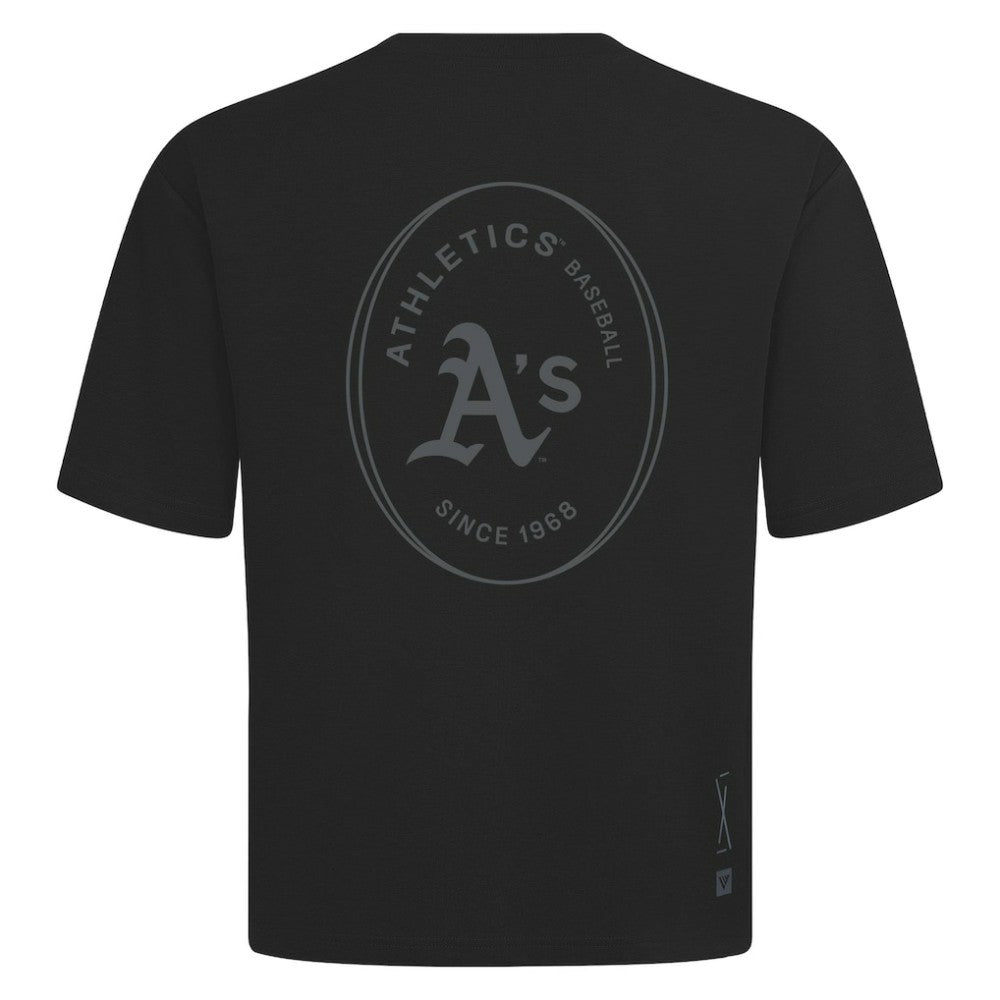 Athletics Levelwear Signet Oversized Luxe Signature Knit T-Shirt - Black - MLB on Sale