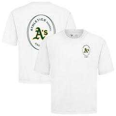 Athletics Levelwear Signet Oversized Luxe Signature Knit T-Shirt - White - MLB Lifestyle