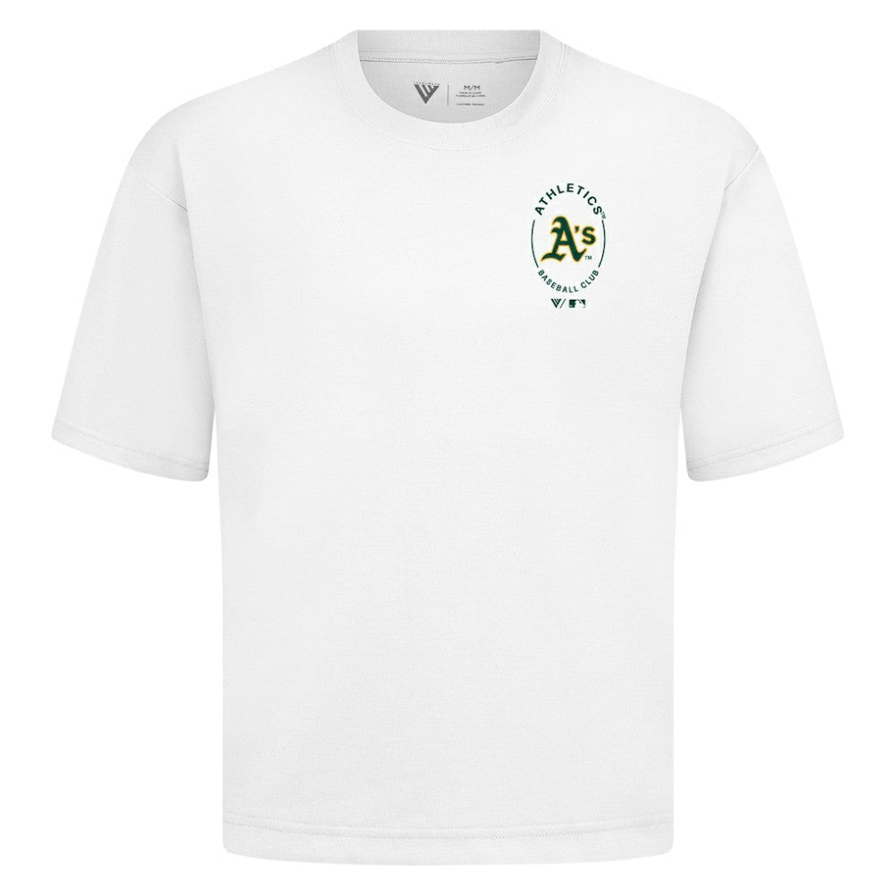 Athletics Levelwear Signet Oversized Luxe Signature Knit T-Shirt - White - MLB Lifestyle