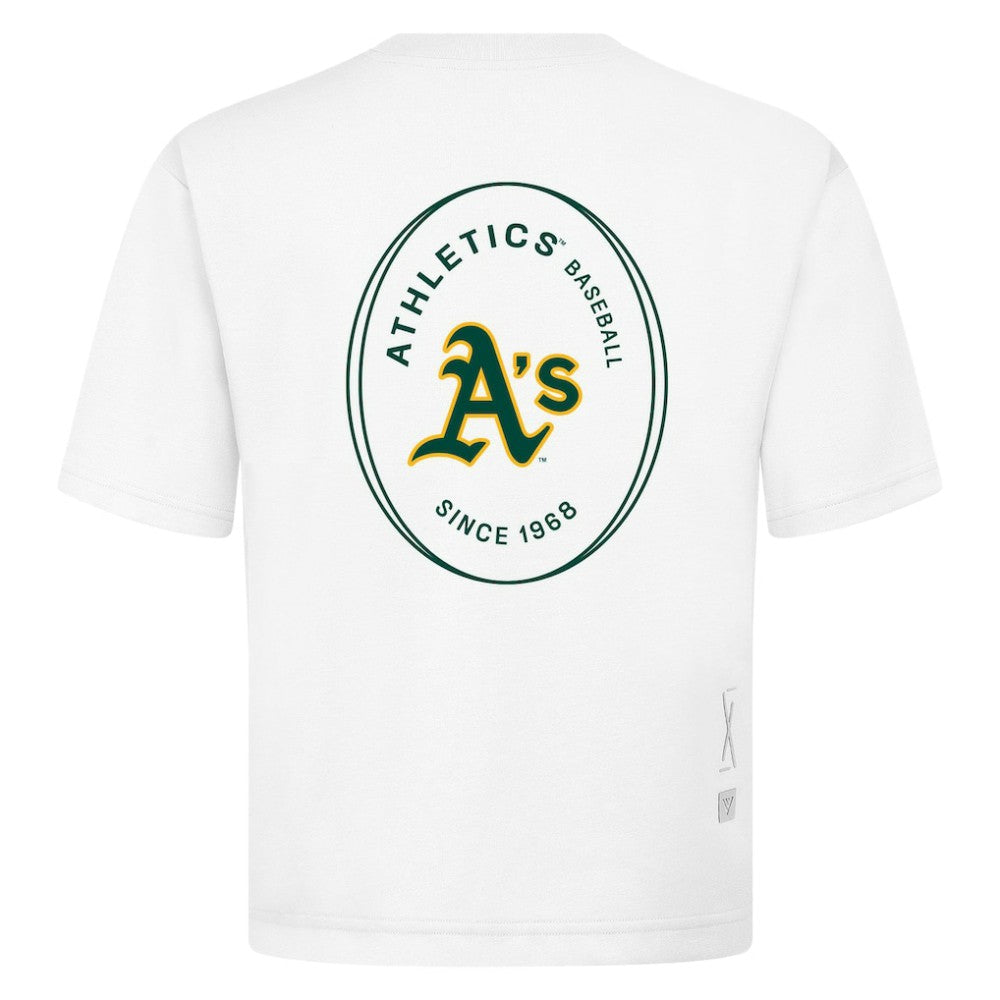 Athletics Levelwear Signet Oversized Luxe Signature Knit T-Shirt - White - MLB Lifestyle