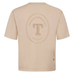 Texas Rangers Levelwear Signet Oversized Luxe Signature Knit T-Shirt - Khaki - MLB Sale